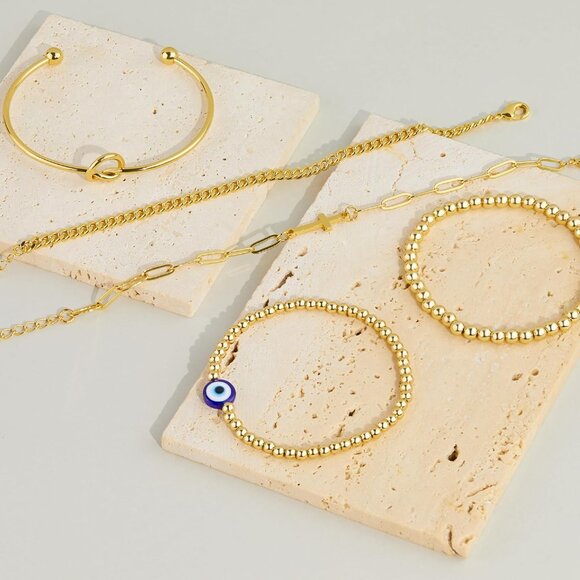 Gold-Style 06 Dainty Stack Beaded, Cross,Snake Bracelets Jewelry Gifts for Women - Picture 7 of 9